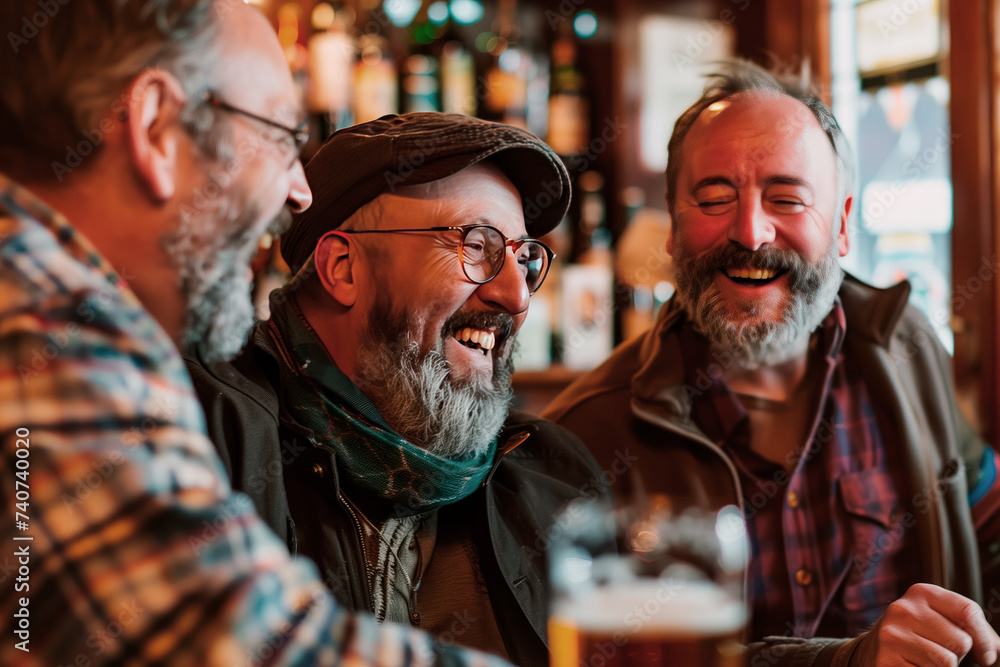 Men Laughing and Having A Beer at the Pub