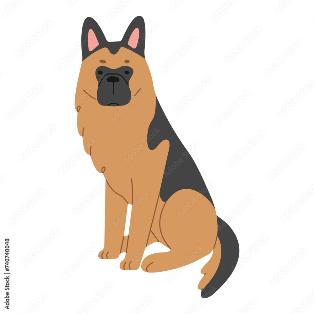 German Shepherd 1 cute on a white background, vector illustration. German Shepherd 1 cute on a white background, vector illustration.