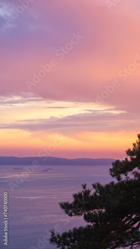 Purple sunset over the sea