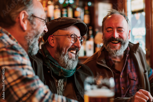 Men Laughing and Having A Beer at the Pub