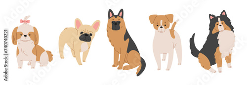 Fototapeta Naklejka Na Ścianę i Meble -  Dogs 4 cute on a white background, vector illustration.