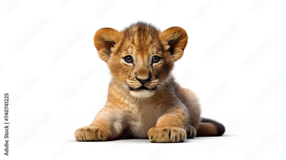 Obraz premium Lion cub on white background