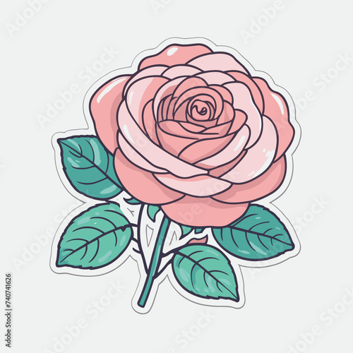 Pink rose illustration vector sticker design