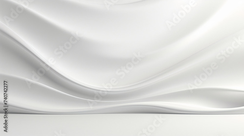 Abstract luxury white wave background. Abstract wavy texture for exhibition product. Beautiful stream of white wave, background. Generative AI