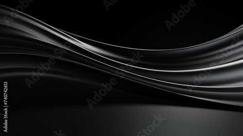 Abstract luxury black wave background. Abstract wavy texture for exhibition product. Beautiful black wave flow, background. Generative AI