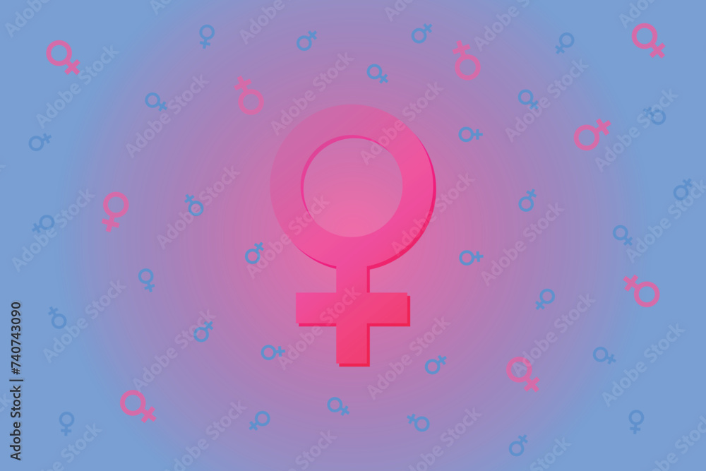 Womens Day background with gender signs male and female Womens Day background with gender signs male and female