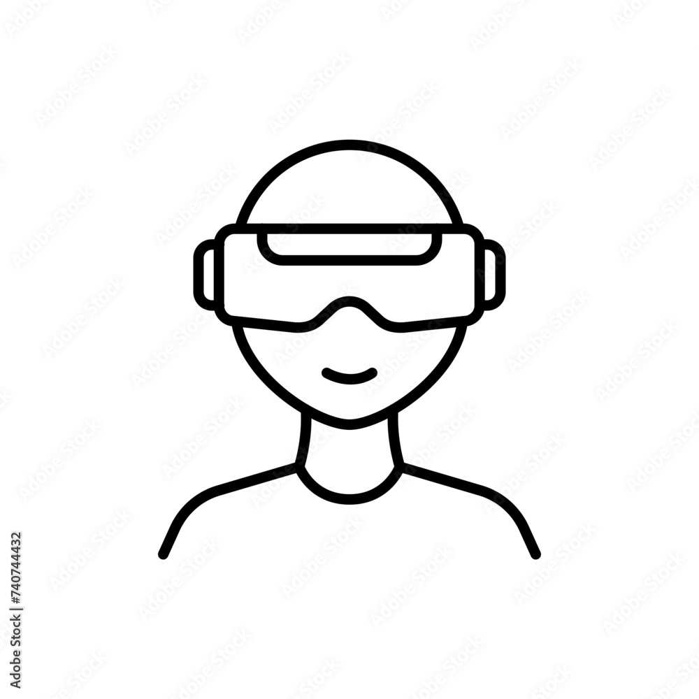 Virtual reality outline icons, minimalist vector illustration ,simple transparent graphic element .Isolated on white background