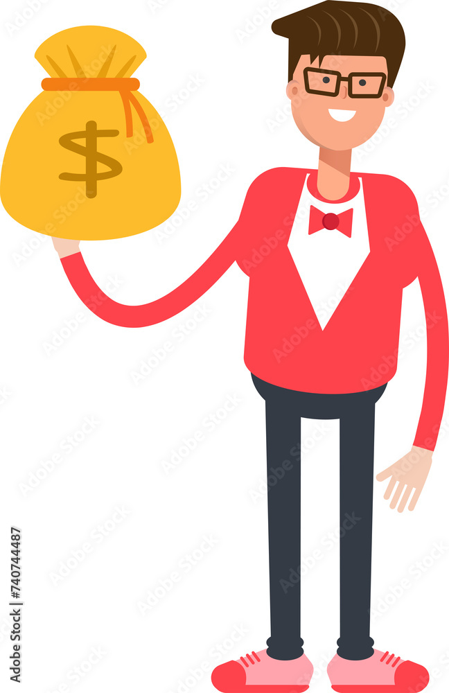 Man in Red Suit Character Holding Dollar Sack
Man in Red Suit Character Holding Dollar Sack
