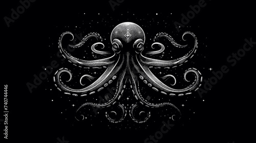 Abstract celestial octopus with tentacles swirling like galaxies. simple Vector art photo