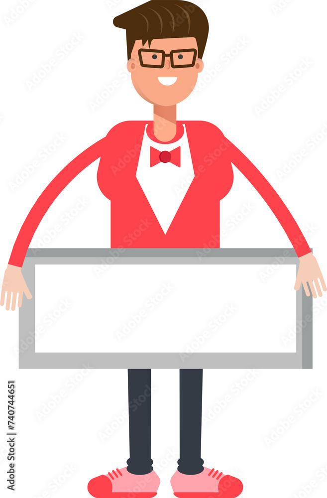 Man in Red Suit Character and Blank Signage
Man in Red Suit Character and Blank Signage