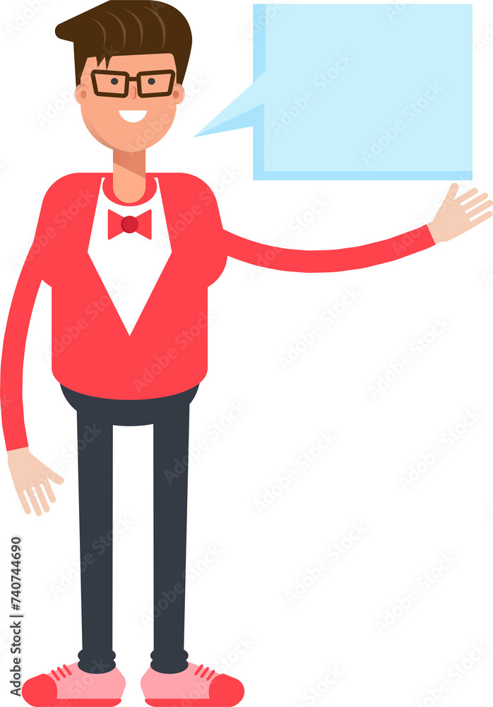 Man in Red Suit Character and Speech Bubble
Man in Red Suit Character and Speech Bubble