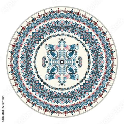 Traditional Bulgarian embroidery design element over white background