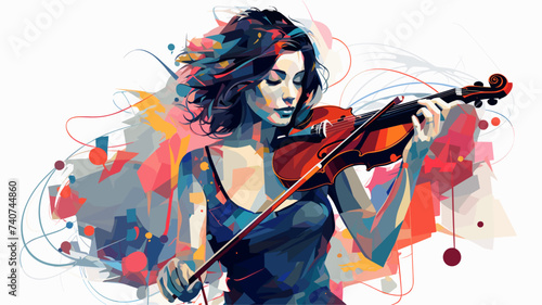 Abstract woman with a musical instrument. simple Vector art
