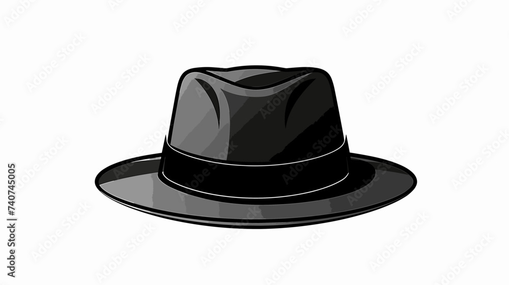 Abstract black fedora hat with a ribbon. simple Vector art Abstract black fedora hat with a ribbon. simple Vector art