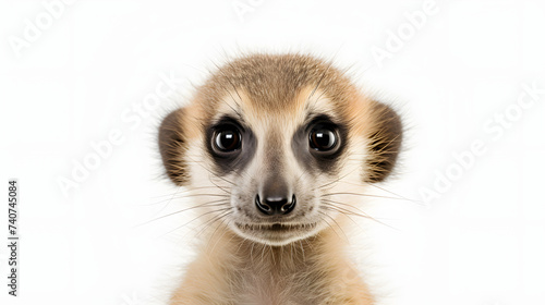 Meerkat pup on white background