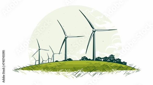 Abstract wind turbine generating green energy. simple Vector art