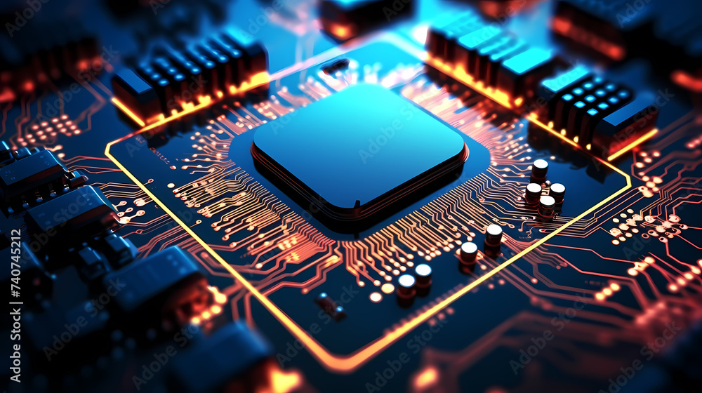 Fototapeta premium Computer chipsets and electronic motherboards