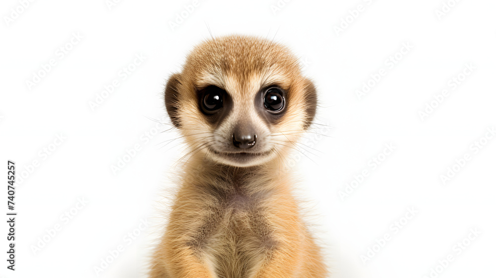 Fototapeta premium Meerkat pup on white background