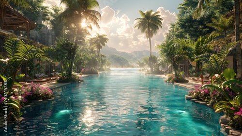 pool in tropical resort 