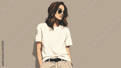 Abstract woman in a casual  everyday outfit. simple Vector art