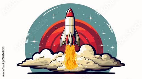 Abstract vintage rocket ship with smoke trails. simple Vector art
