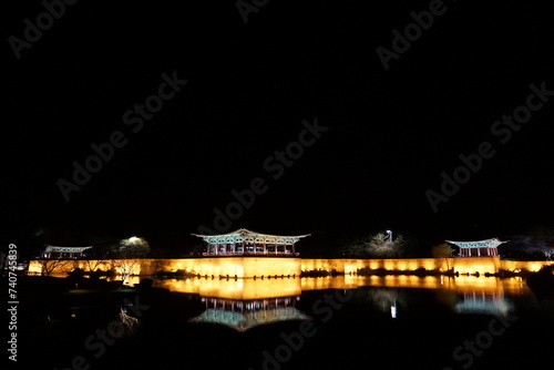 Gyeongju Anapji Pond Night View Created at Donggung and Wolji during the Unified Silla Period