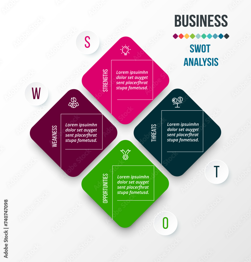 Business concept infographic template with swot analysis.
Business concept infographic template with swot analysis.