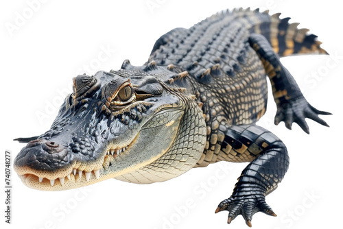 Close Up View of American Alligator on White Background