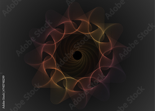 Abstract flower mandala, colorful spiral in spirograph style. Vector template. Vintage trendy design element for frame, logo, sign, border, web, prints, posters, pattern background retro style