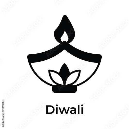 Diwali decoration, beautifully designed icon of oil lamp in modern design style