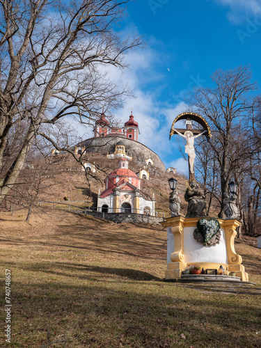 Calvary above Banská Štiavnica is one of the most beautiful baroque calvaries in Slovakia and Europe. We can admire its beauty from afar. photo