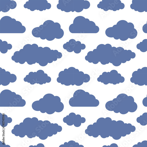 Blue cloud seamless pattern isolated Stencil Vector stock illustration EPS 10