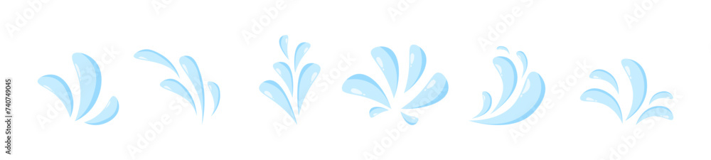 Fototapeta premium Blue water drops raindrop splashes shape flat illustration vector