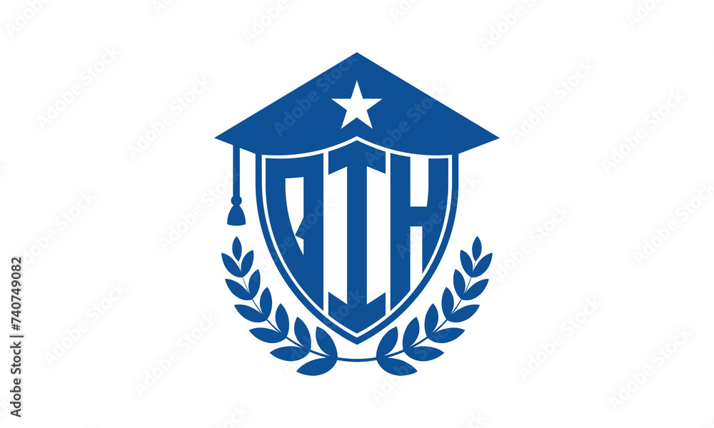 QIH three letter iconic academic logo design vector template. monogram, abstract, school, college, university, graduation cap symbol logo, shield, model, institute, educational, coaching canter, tech QIH three letter iconic academic logo design vector template. monogram, abstract, school, college, university, graduation cap symbol logo, shield, model, institute, educational, coaching canter, tech