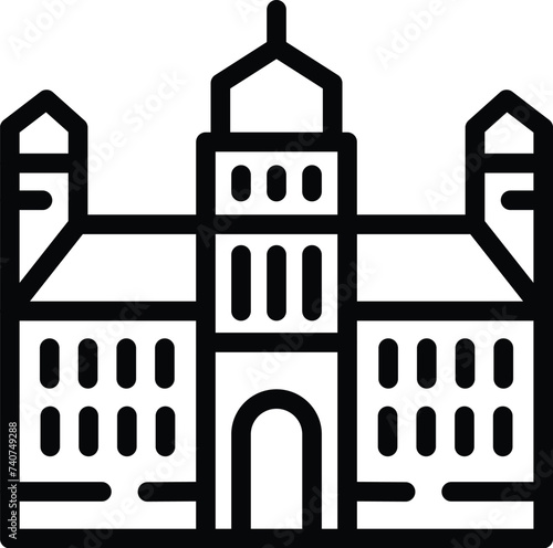Warsaw cathedral icon outline vector. Famous tourism attractions. Polish architectural landmarks
