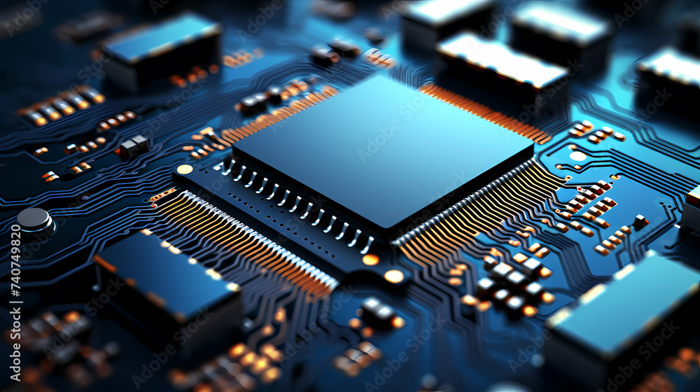 Close-up view of computer microchip