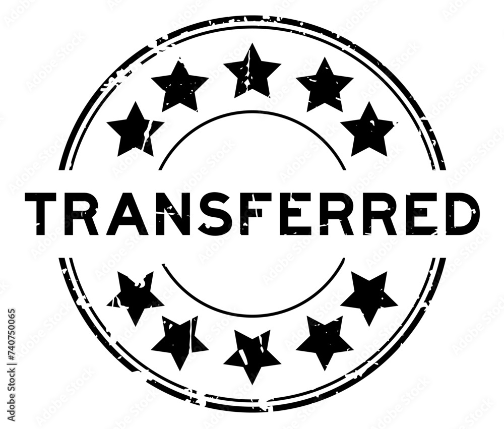 Grunge black transferred word with star icon round rubber seal stamp on white background Grunge black transferred word with star icon round rubber seal stamp on white background