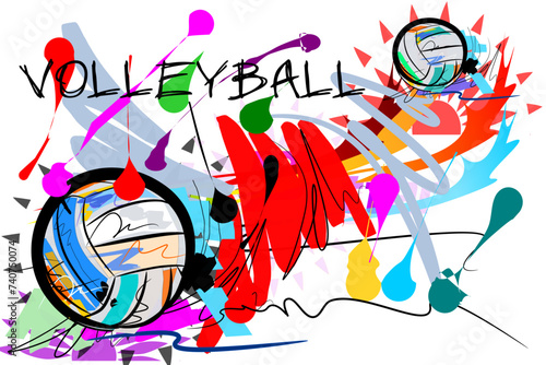 volleyball art speed action brush strokes line