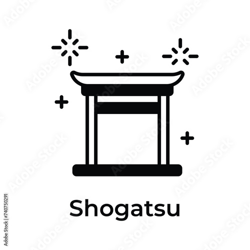 Japanese new year icon in unique style, Shogatsu vector design