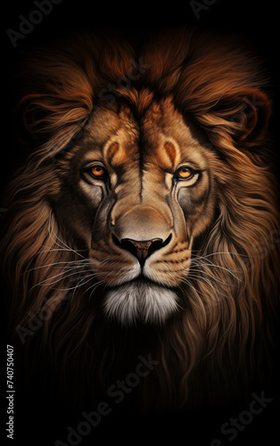 Regal Spirit  Lion Head Portrait in Golden Light