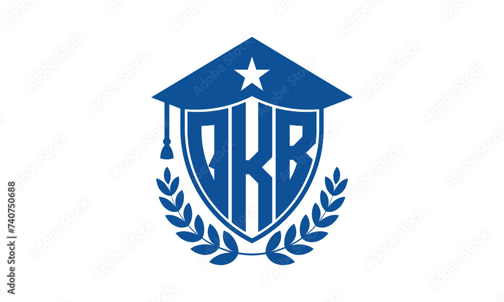 QKB three letter iconic academic logo design vector template. monogram, abstract, school, college, university, graduation cap symbol logo, shield, model, institute, educational, coaching canter, tech QKB three letter iconic academic logo design vector template. monogram, abstract, school, college, university, graduation cap symbol logo, shield, model, institute, educational, coaching canter, tech