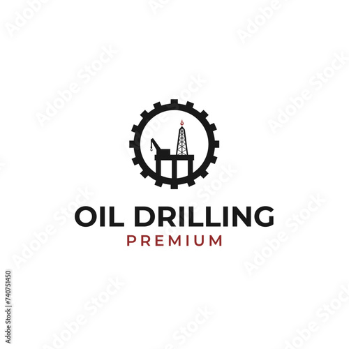Oil Drilling Rig  Logo Design Concept Vector Illustration