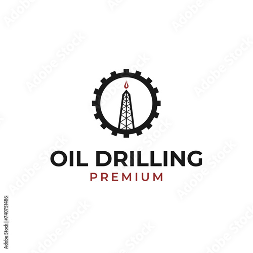 Oil Drilling Rig  Logo Design Concept Vector Illustration