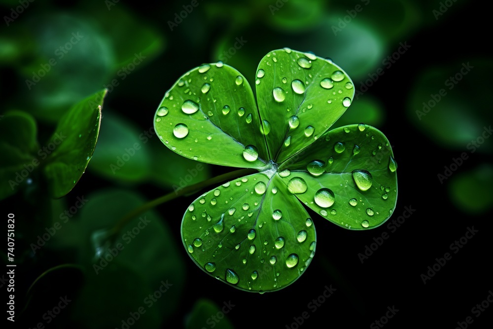 Green clover close up for st patrick's day celebration on dark background with copyspace
Green clover close up for st patrick's day celebration on dark background with copyspace