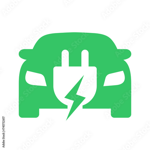 Plug icon symbol and electric car, hybrid vehicle charging point logo. Green energy and eco-friendly car concept, charger connector and charging station icon. vector illustration (ID: 740752617)