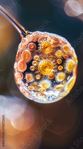 Macro shots of protozoa , bacteria, microorganisms in a drop of water