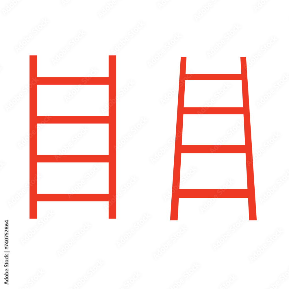 Stair icon in red color. Stair icon in red color.