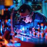 physicists conduct experiments with lasers