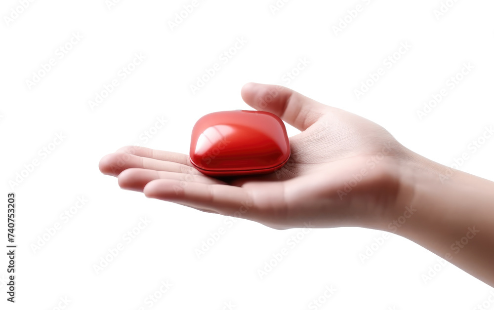 Hand Holding Red Heart Shaped Object. A hand tightly grips a vibrant red heart shaped object, symbolizing love and affection. on White or PNG Transparent Background. Hand Holding Red Heart Shaped Object. A hand tightly grips a vibrant red heart shaped object, symbolizing love and affection. on White or PNG Transparent Background.