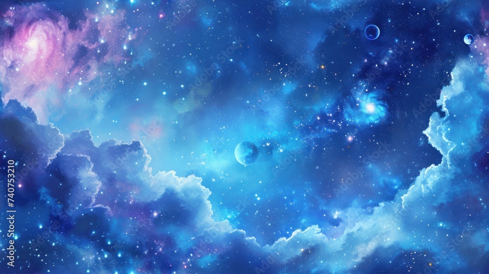 Vibrant galaxy with stars and colorful nebula clouds Vibrant galaxy with stars and colorful nebula clouds